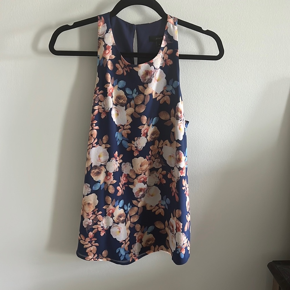 J.Crew High Neck Floral Silk Blouse